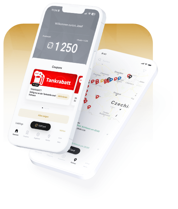Top Card app in smartphone